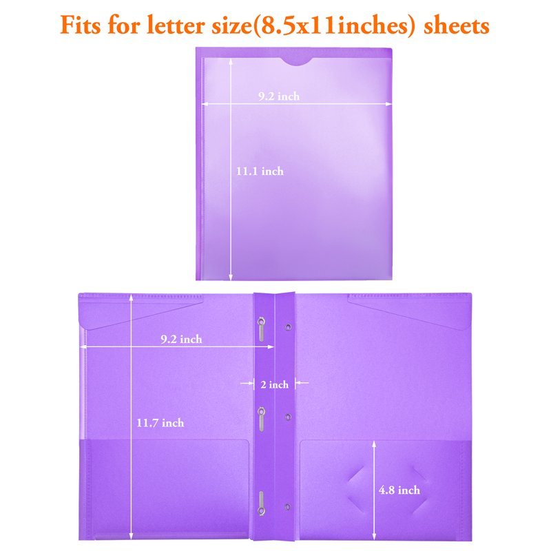 Heavy Duty Plastic Pocket Folders with Clear Front Pocket - Assorted Colors, 16 Pack