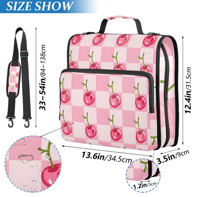 Zipper Binder Folder with Multiple Pockets 3-Ring Organizer Bag