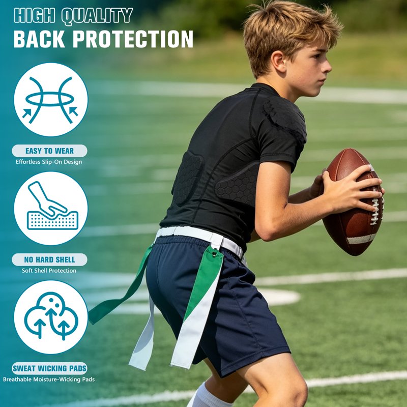 Youth Padded Compression Shirt with Impact Protection for Sports & Activities