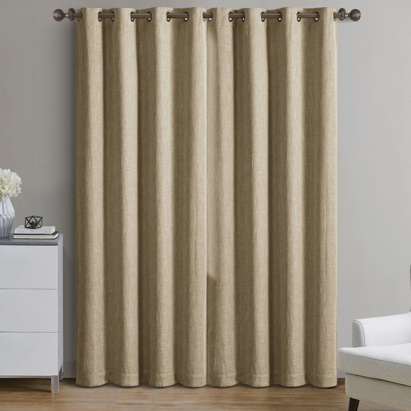 Blackout Window Curtain Panel with Grommet Top - Textured Fabric, Light Blocker