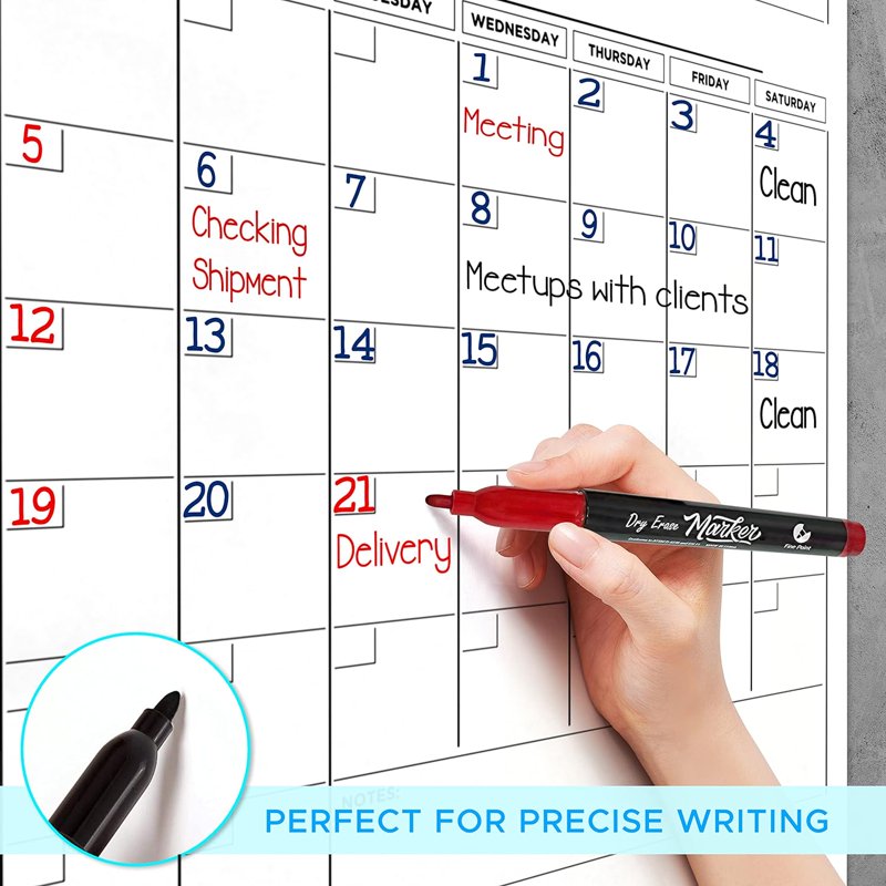 Large 36x48 Inch Dry Erase Wall Calendar - 12 Month Planner with Markers & Mounting Kit