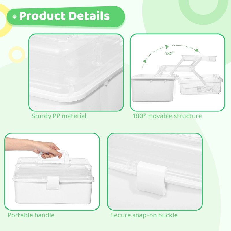 3-Layer Art & Craft Tackle Box with Mini Storage Containers - Portable Organizer