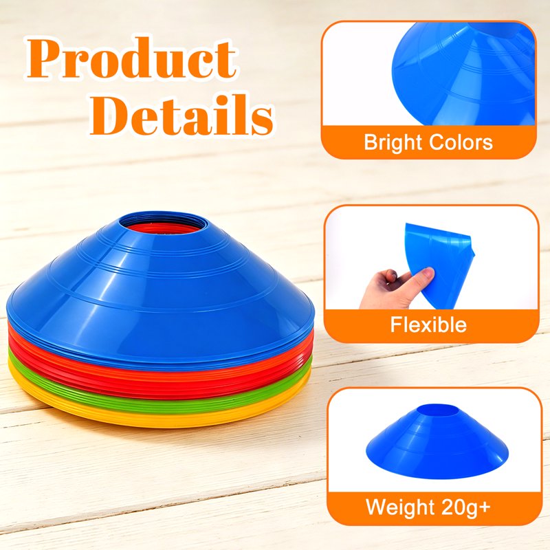 30 Pcs Disc Cones - Agility Training Cones with Carry Bag for Soccer, Football, Basketball