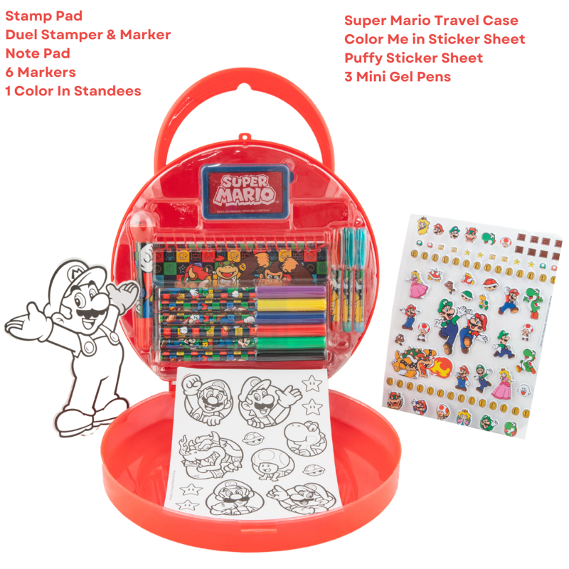 Kids Art Supplies Set with Gel Pens Markers Stickers & Travel Case