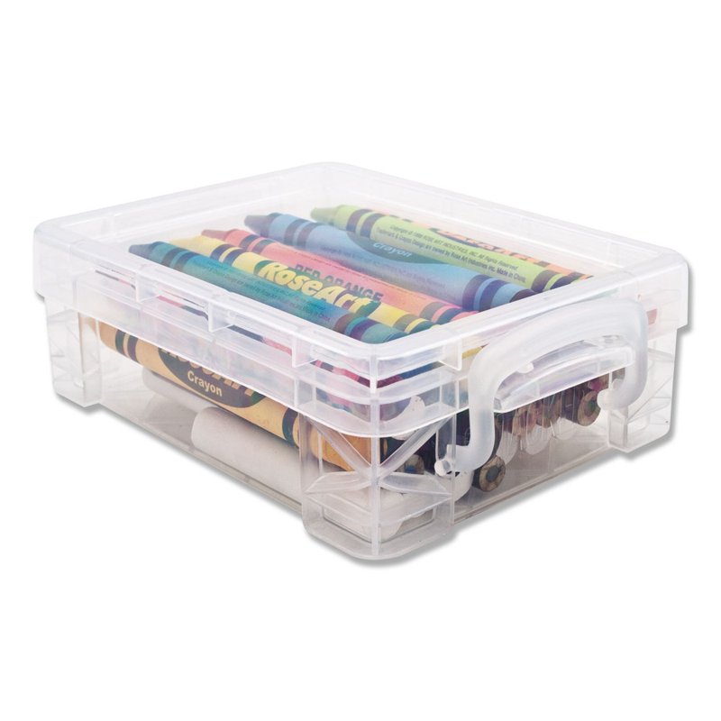 Stackable Crayon Box with Secure Lid - Clear Plastic Storage Organizer