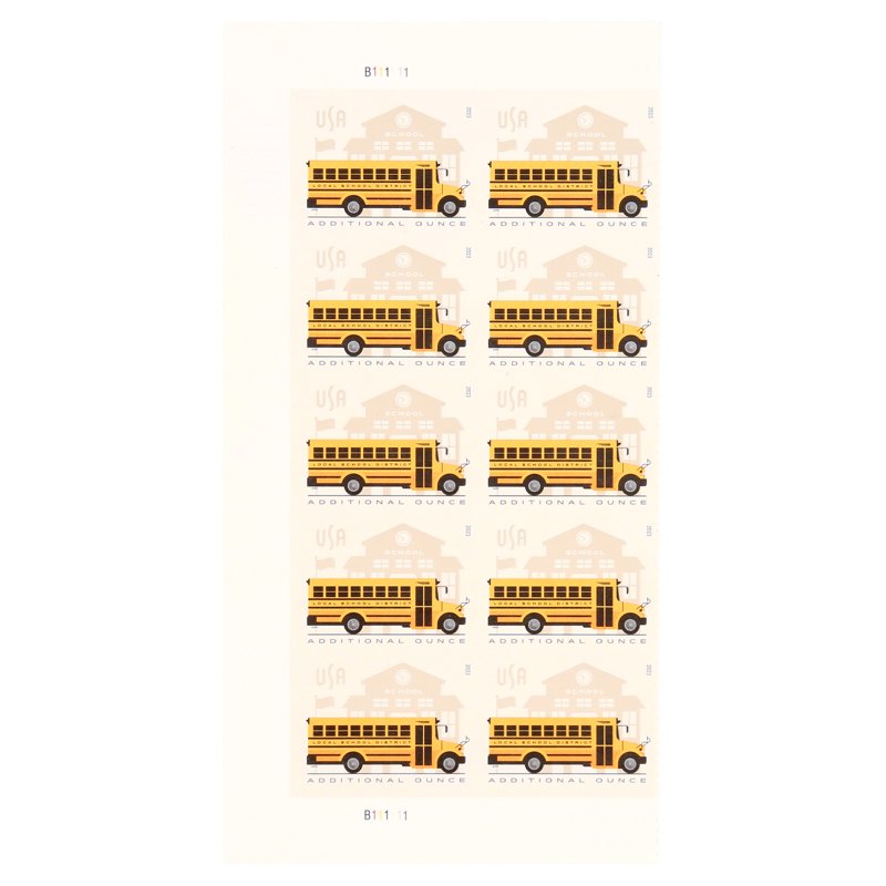School Bus USPS Additional Ounce Postage Stamp - Set of 10