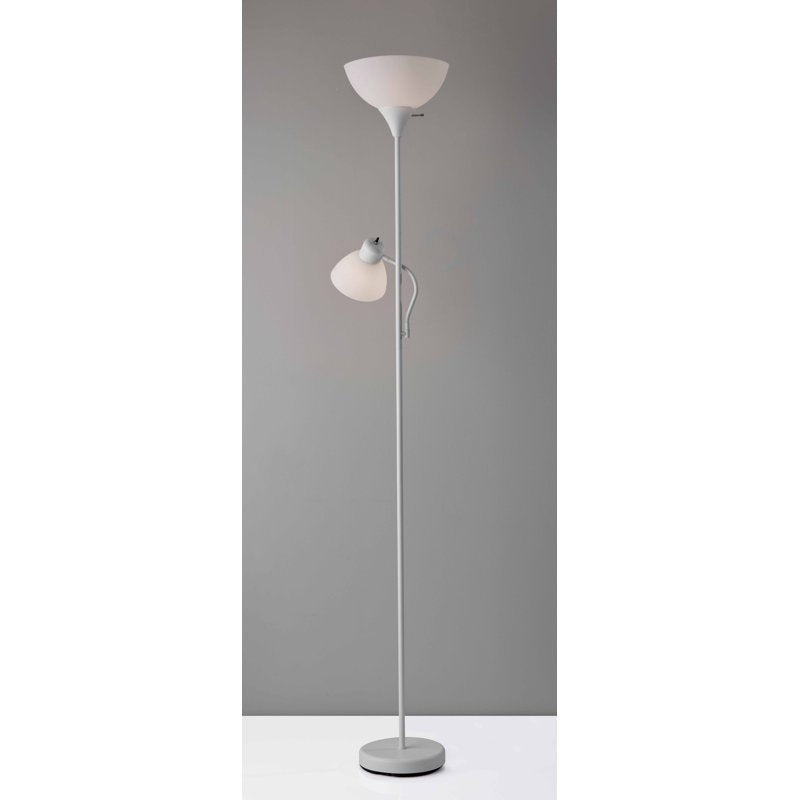 72-Inch White Combo Floor Lamp with Adjustable Reading Light