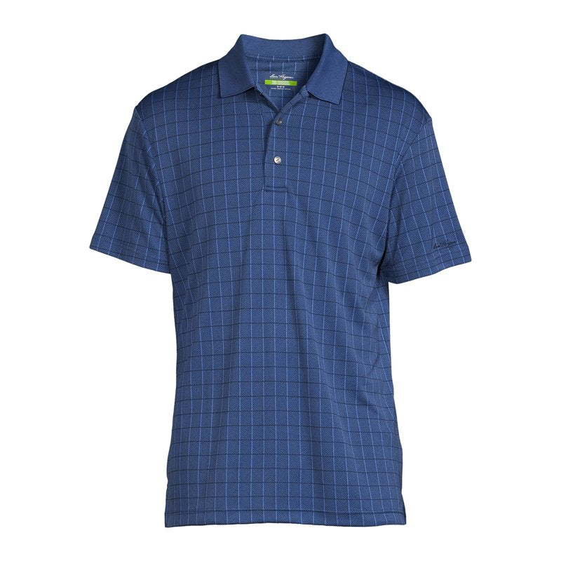 Ben Hogan Men’s & Big & Tall Textured Windowpane Golf Polo Shirt – Navy XL