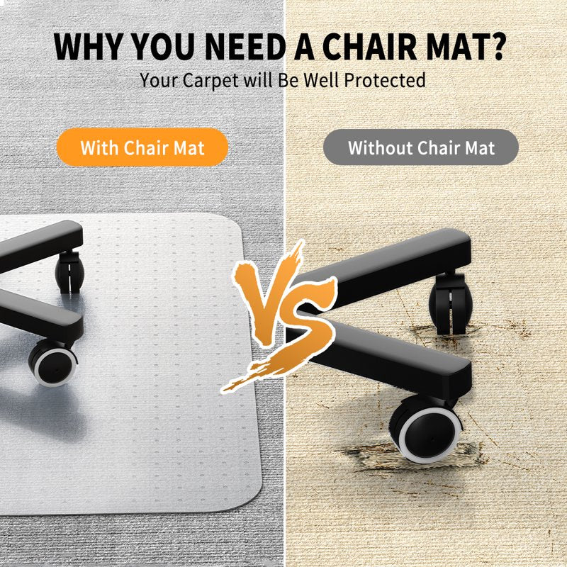 GPED 60 x 46-Inch Office Chair Mat for Low Pile Carpet with Anti-Slip Grippers, Transparent