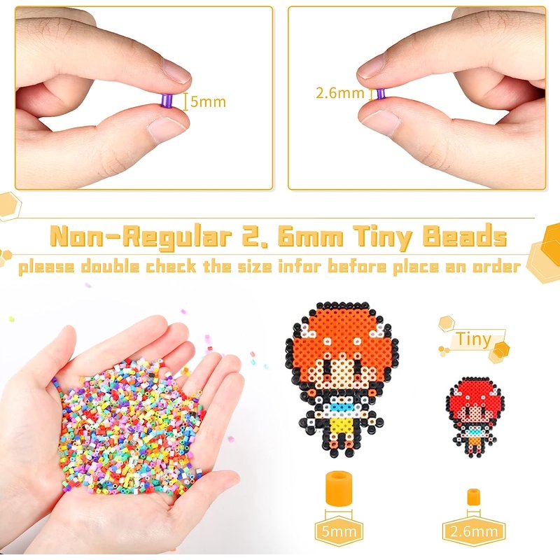 Kids Beading Kit with 24 Colors & 24000 Tiny Fuse Beads for Crafting and Jewelry Making