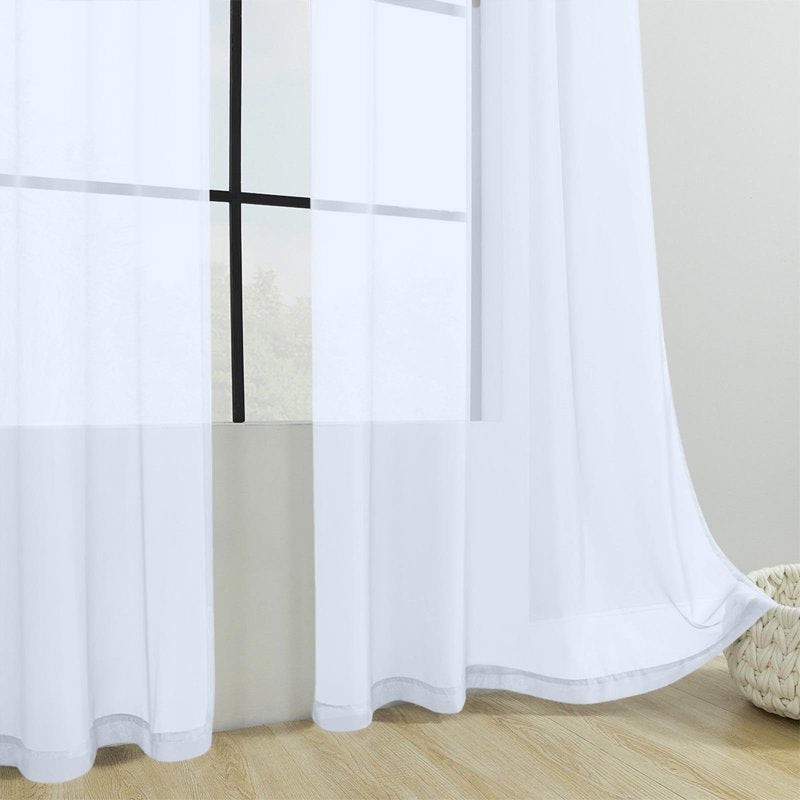 Light Filtering Polyester Window Curtain Panel with Rod Pocket for Living Room & Bedroom