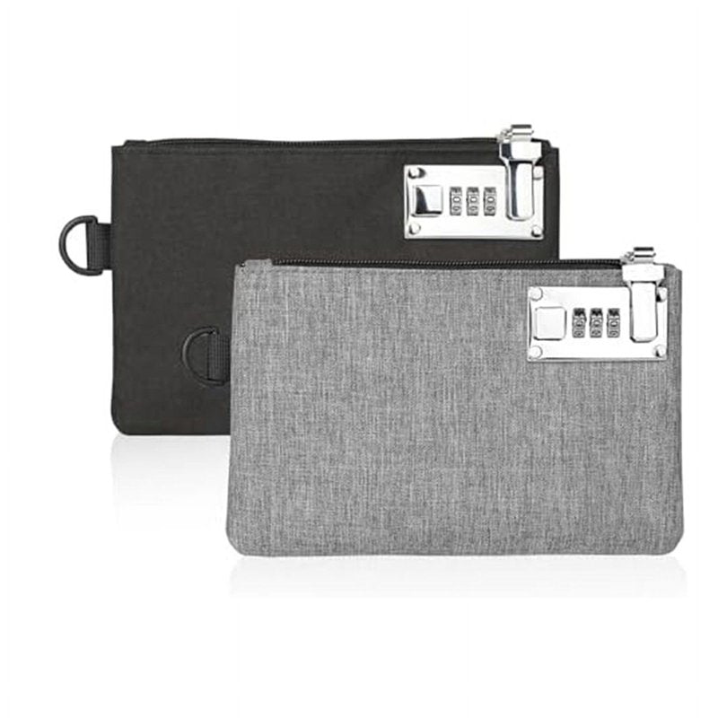 Lockable Nylon Money Bags 2 Pack - Secure Cash, Jewelry & Passport Storage