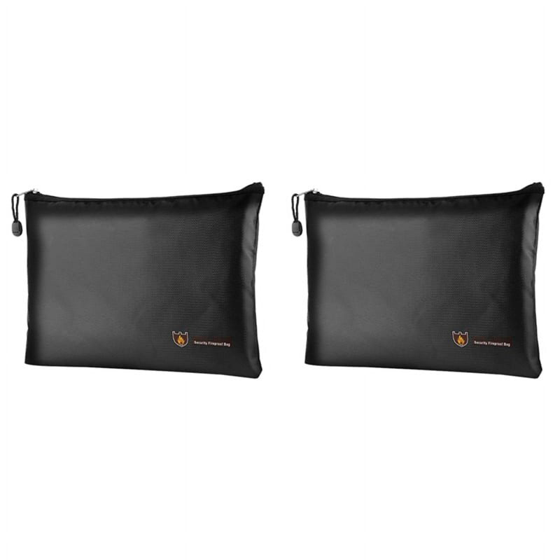 Fireproof Waterproof Document Envelope File Folder Cash Pouch Safe Bag - 2 Pack