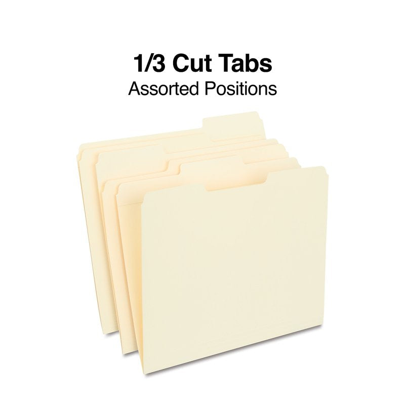 Reinforced Manila File Folders with 3 Tabs - Letter Size, 100 Pack