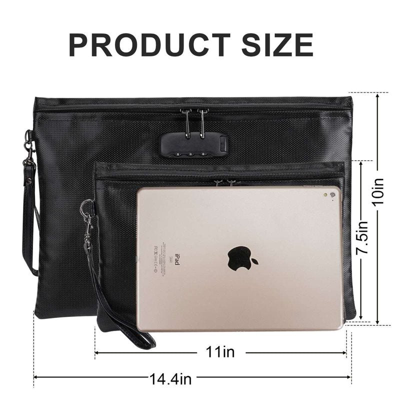 Fireproof Waterproof Document Bag with Lock for Cash, Phones & Keys