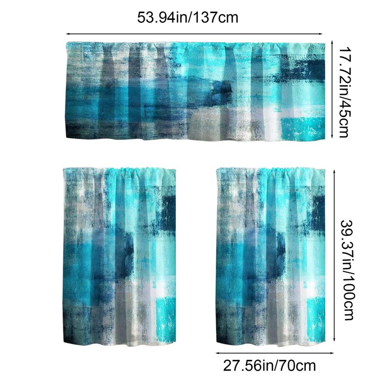 Farmhouse Style 3-Piece Kitchen Window Curtain Set Blackout Filter Drapes