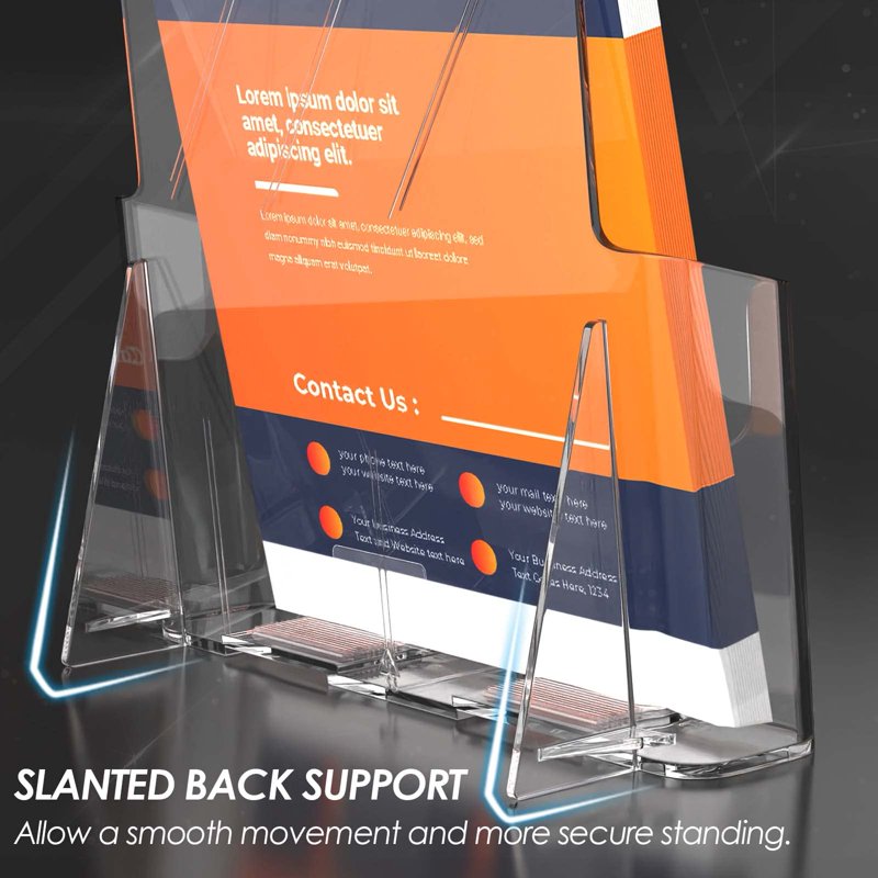Acrylic Brochure Holders 2-Pack - Wall-Mountable Literature Display Racks