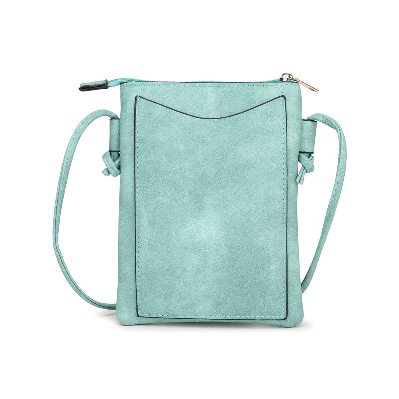 Women’s Crossbody Bag Vegan Leather Compact Handbag with Silver Accents