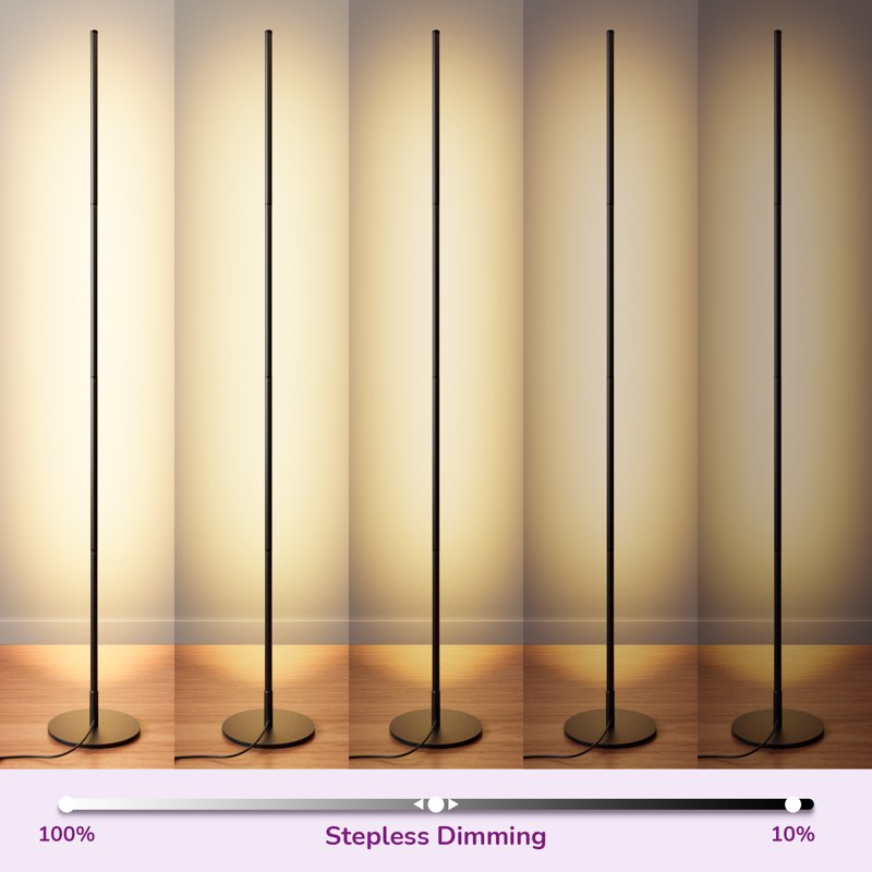 Modern LED Corner Floor Lamp 57.5 Inch Dimmable Standing Light for Living Room & Bedroom