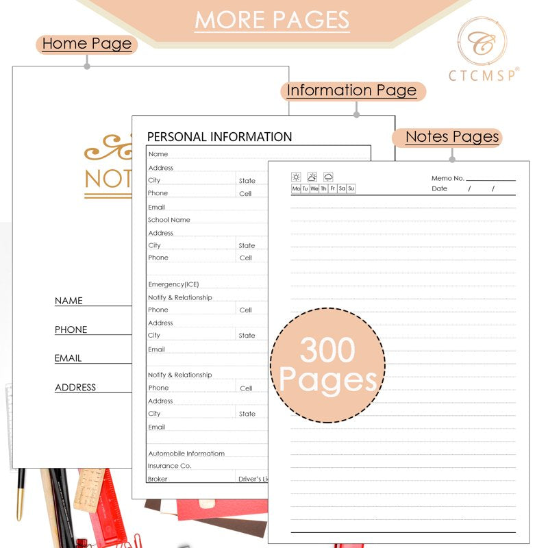 Multi-Subject Spiral Notebook with Removable Dividers - A5 300 Pages