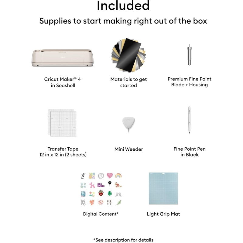 Cricut Maker 4 Smart Cutting Machine Bundle with Digital Content & Accessories