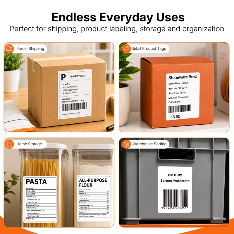 4x6 Shipping Labels - 500 Fanfold Thermal Address & Barcode Labels - Strong Adhesive