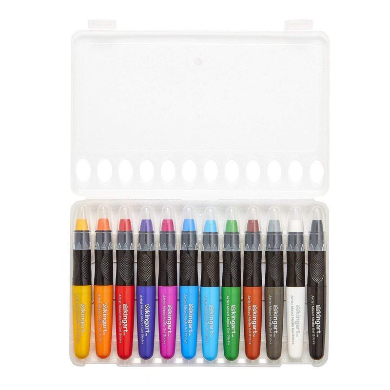 Mixed Media Gel Stick Crayons - 12 Vibrant Primary Colors for Art & Craft