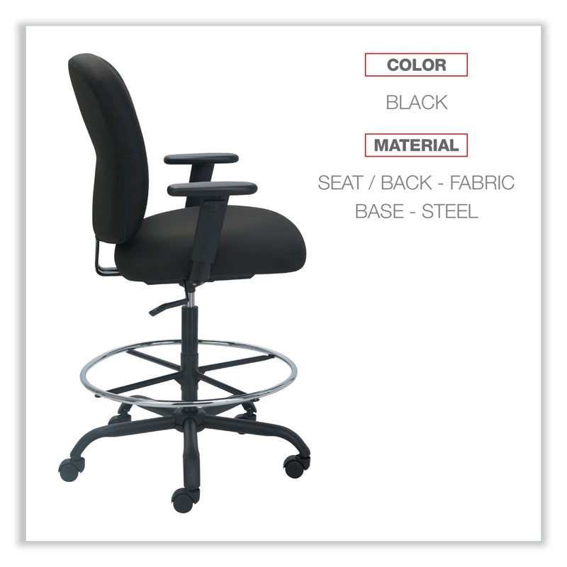 Big and Tall Office Stool with Height Adjustment Supports Up to 450 lb - Black