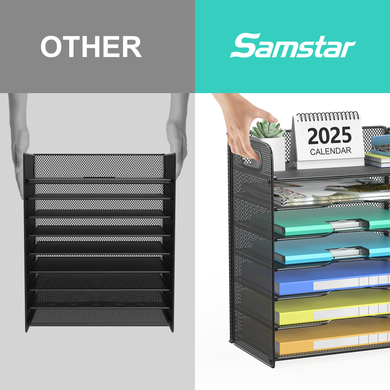7-Tier Desk Organizer with Handles for Letter & A4 Paper Storage