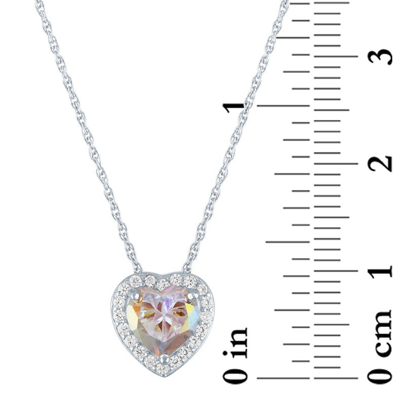 Heart Cubic Zirconia Pendant Necklace in Sterling Silver - 18 Inch