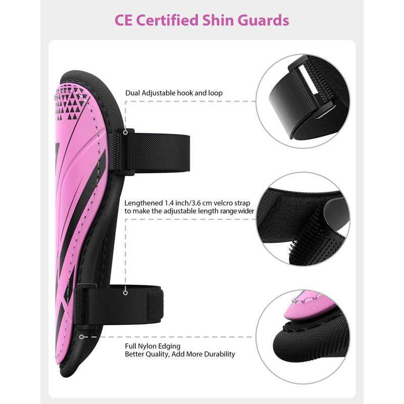 XXS Pink Kids Soccer Shin Guards - Airsfish Youth Protective Gear 2-18