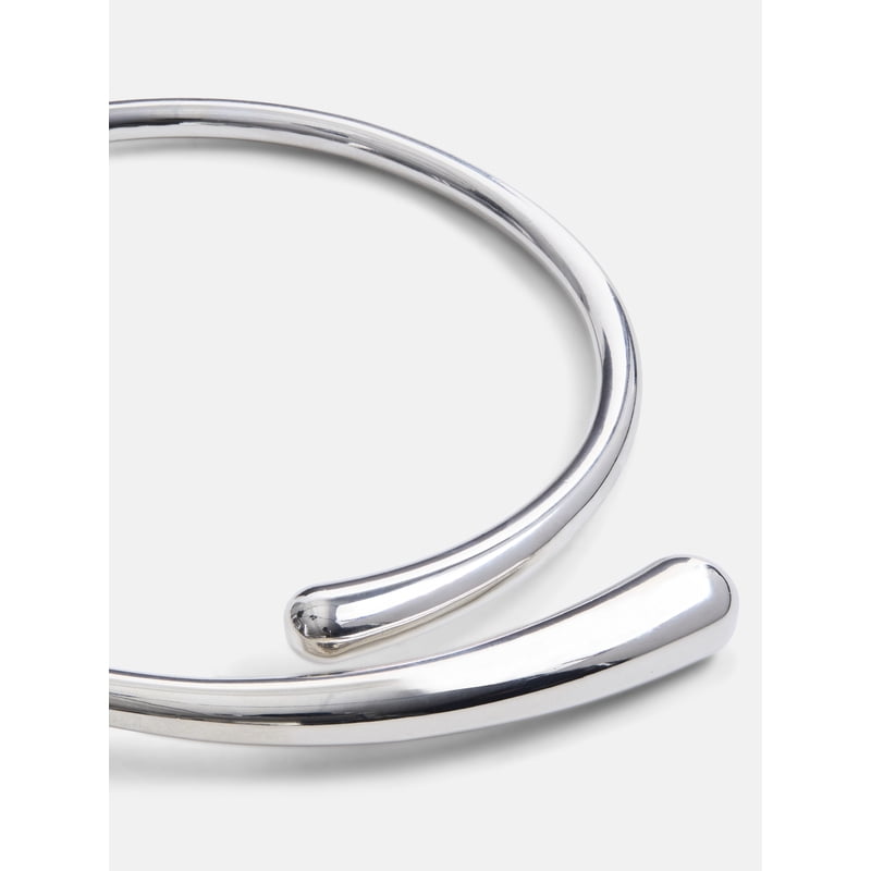 Silver Tone Wrap Choker Necklace for Women - Modern Sculptural Design