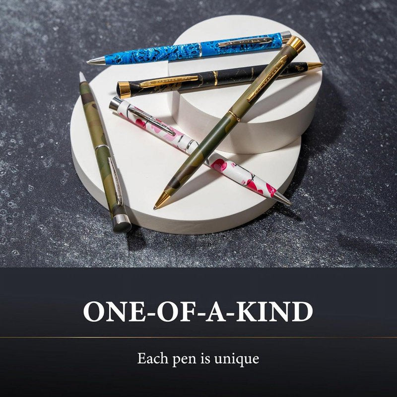 Garland Twist Metal Pen – USA Made Camouflage Chrome Finish, Refillable Gift Box