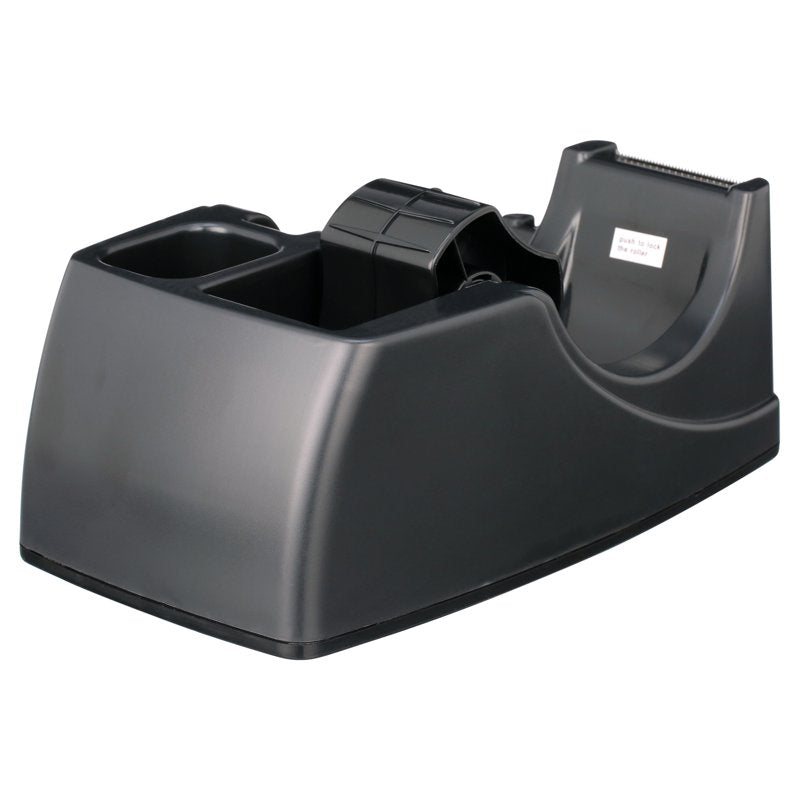 Heavy-Duty Multi-Purpose Tape Dispenser & Desk Organizer, Recycled Plastic, Black