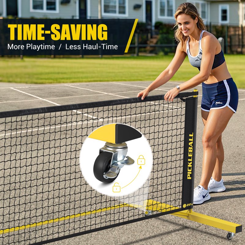 Portable Pickleball Net Set with Wheels - 3 Size Options, All-Weather Durable, Carry Bag & Easy Takedown