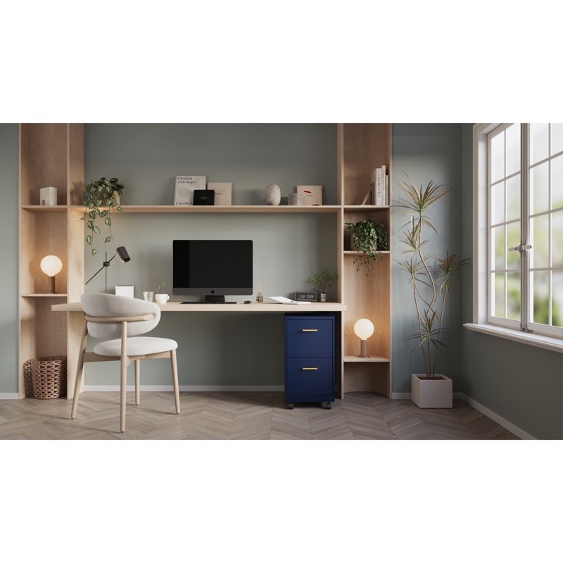 Mobile Steel File Cabinet with 2 Deep Drawers for Office & Home Organization
