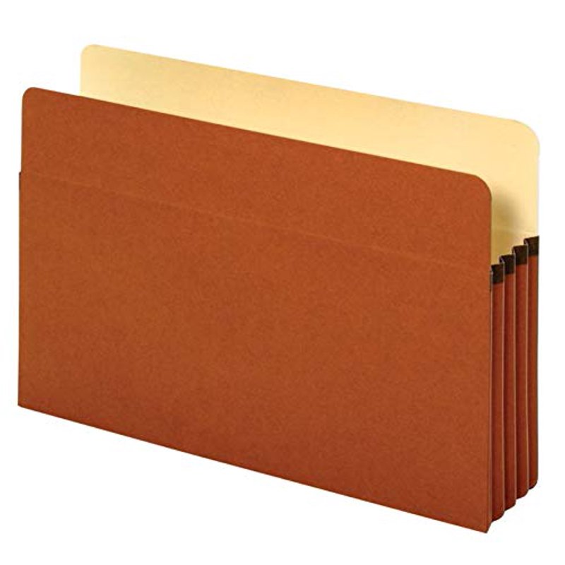 3.5 Inch Manila Red Fiber Expansion File Pocket - Legal Size, 25 Pack