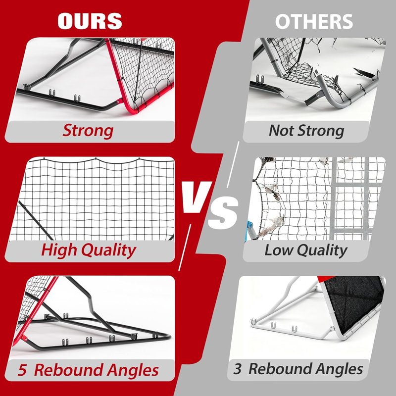 Baseball Rebounder Net 4x4.5 ft Heavy Duty Training Bounce Back Net with Adjustable Angles
