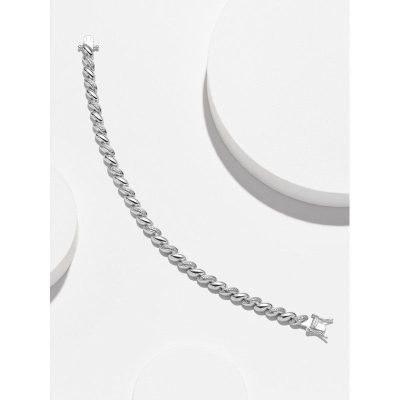 Fine Silver Plated San Marco Tennis Bracelet with Diamond Accent 7.25"