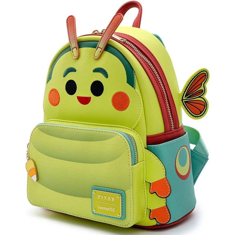 Mini Backpack for Women - The Bugs Life Heimlich Caterpillar Design, Faux Leather, Green