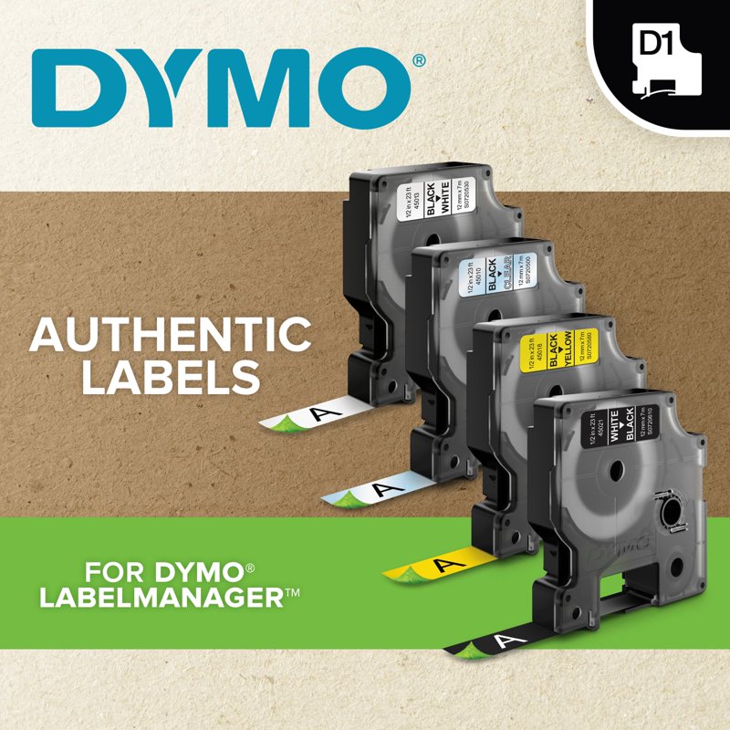 DYMO D1 Label Combo Pack - 1/2 Inch x 10 and 23 Feet Permanent Labels