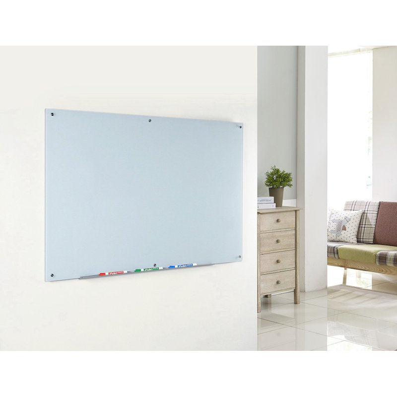 White Glass Dry-Erase Board Set - Modern, Scratch-Resistant Wall Marker Board