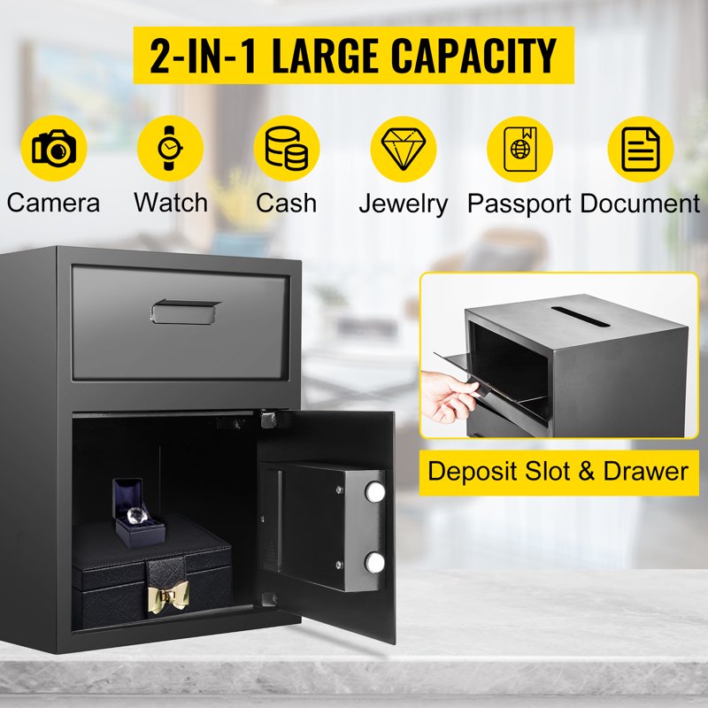 Digital Safe with Deposit Slot and Electronic Lock - 1.7 Cu Ft, Home Office Security