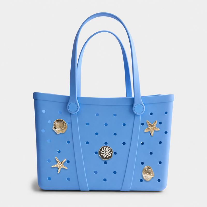 Waterproof EVA Beach Tote Bag for Women - Light Blue, Spacious & Lightweight