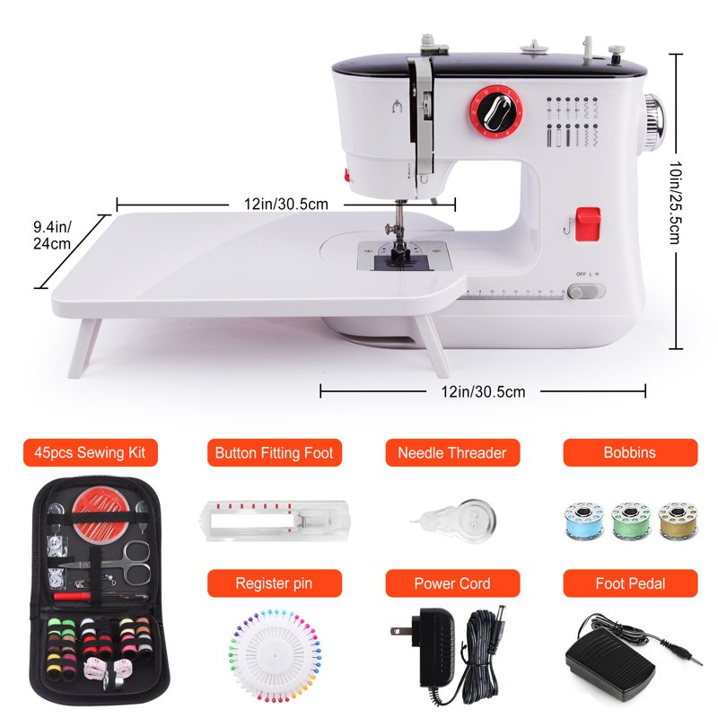 Portable Sewing Machine for Beginners with 12 Stitches & Extension Table