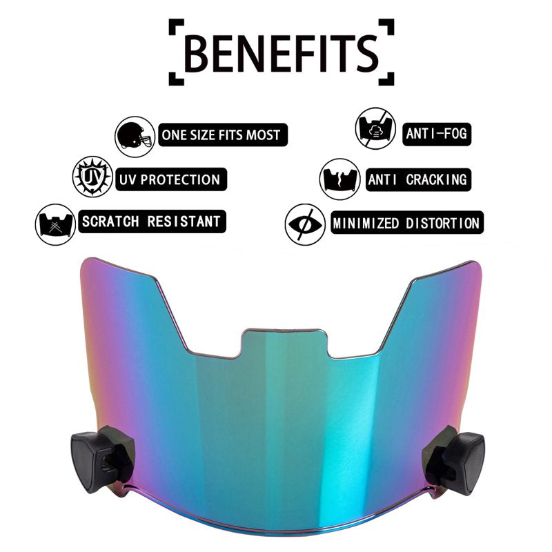 Football Helmet Visor Clear Polycarbonate Anti-Fog Scratch-Resistant UV Block Fits Youth & Adult