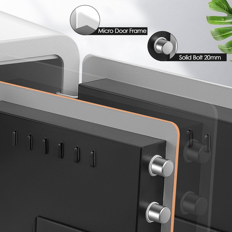 Wall Mount Safe Box 0.7 Cu. Ft. Digital & Key Lock for Money & Valuables