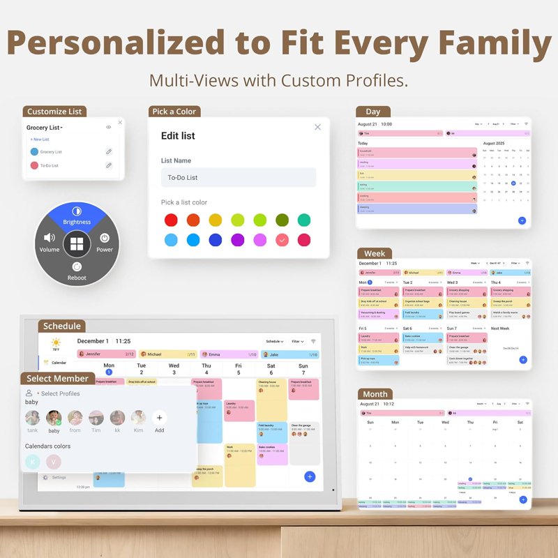 27-Inch Digital Family Calendar Touchscreen Wall & Desk Display