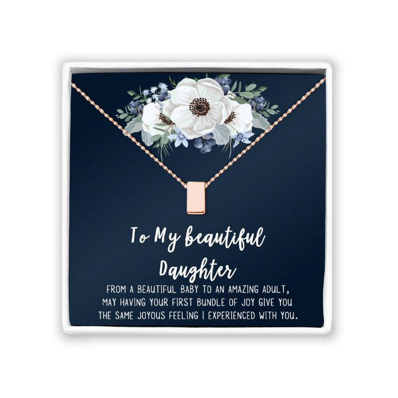 Mother & Daughter Cube Necklace Gift for Women - Rose Gold, Silver & Gold