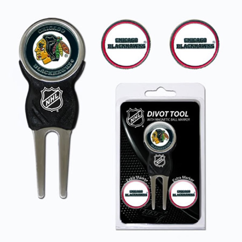 Golf Divot Tool Set with Magnetic Markers - Blackhawks Team Logo